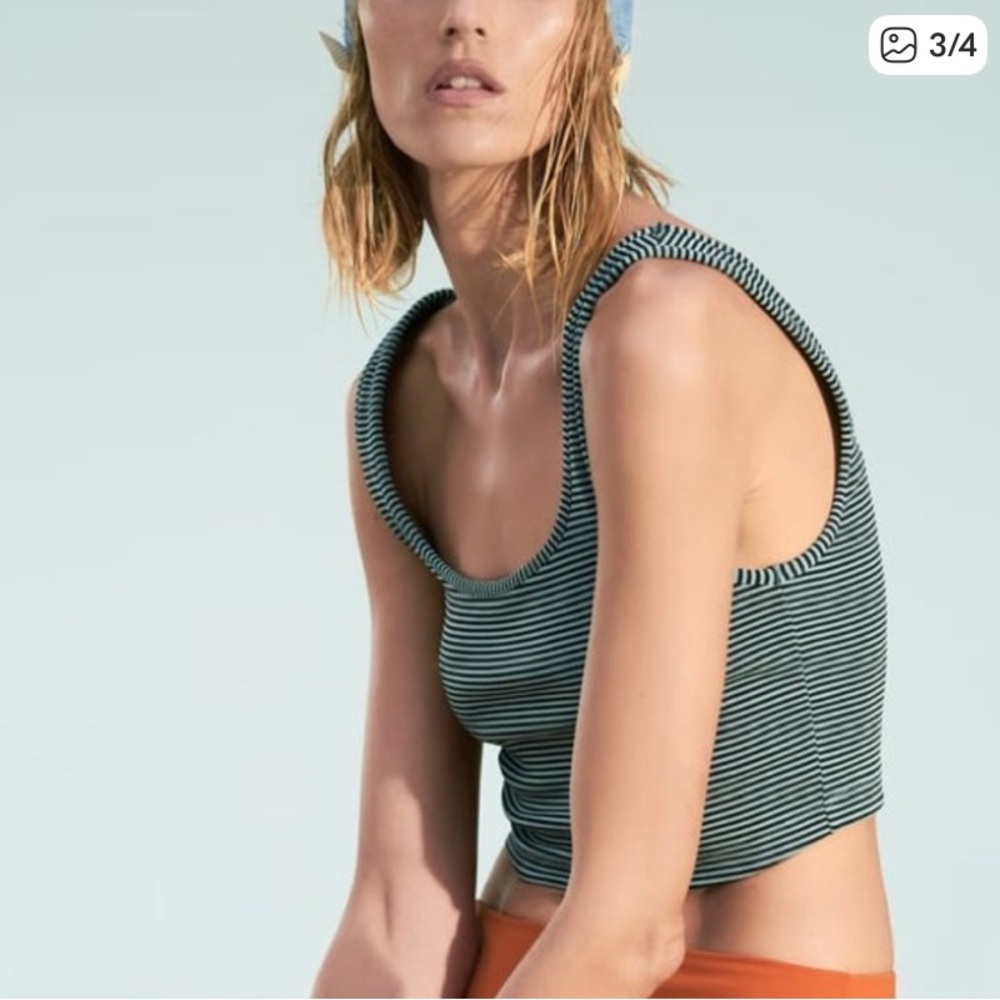 Zara Black and White Striped Crop Top